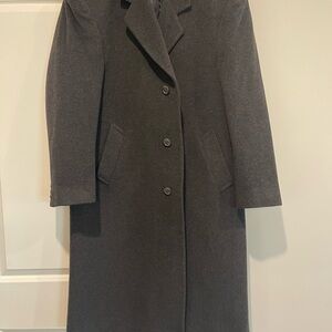 long Charcoal cashmere blend Men’s Trench Coat